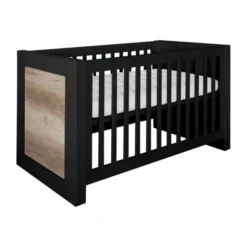 Kidsmill Long Island Babybed Zwart / Oldwood 70 x 140 cm