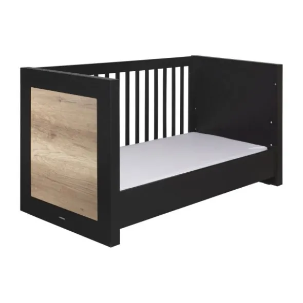 Kidsmill Long Island Babybed Zwart / Oldwood 70 x 140 cm