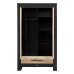 Kidsmill Long Island Kledingkast 2-Deurs Zwart / Oldwood