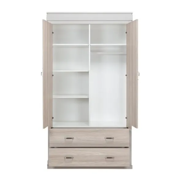 Kidsmill Newport Babykamer Incl. RVS Grepen - Oatmeal / Eiken | Ledikant 60 x 120 cm + Commode + Kast
