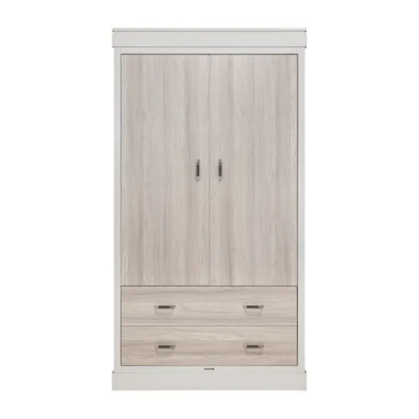 Kidsmill Newport Babykamer Incl. RVS Grepen - Oatmeal / Eiken | Ledikant 60 x 120 cm + Commode + Kast