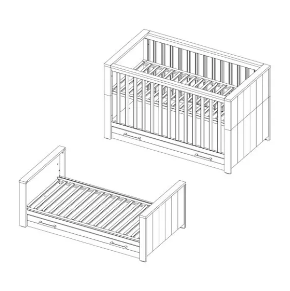 Kidsmill Sem Nautic Grijs Babybed Met Lade 70 x 140 cm