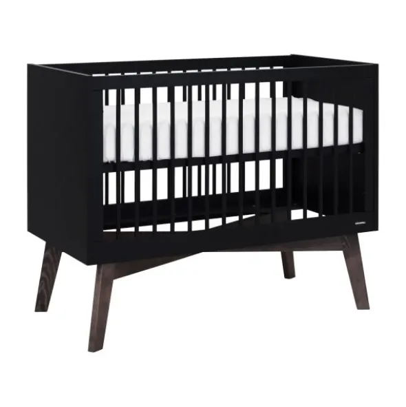 Kidsmill Sixties Babybed Zwart Mat / Walnoot 60 x 120 cm