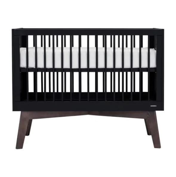 Kidsmill Sixties Babybed Zwart Mat / Walnoot 60 x 120 cm