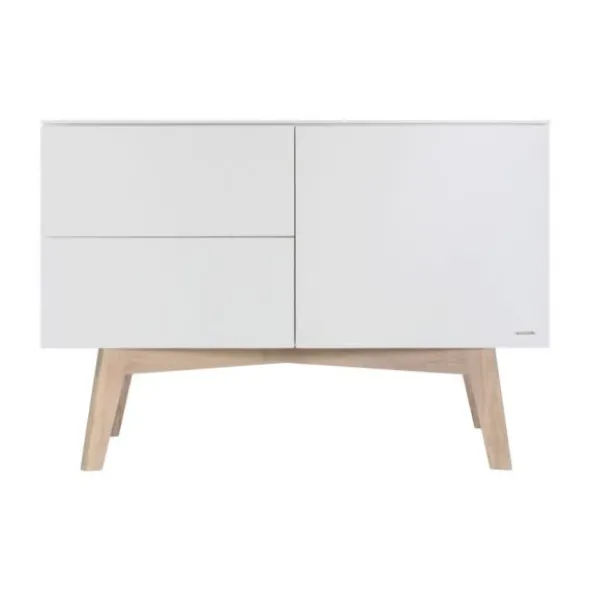 Kidsmill Sixties Babykamer Wit Mat / Naturel | Bed 60 x 120 cm + Commode + Kast 2-Deurs
