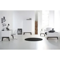Kidsmill Sixties Kinderkamer Wit Mat / Walnoot | Bed 90 x 200 cm + Kast 2-Deurs