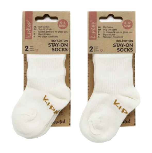 KipKep Blijf-Sokken - 0-6 Mnd - 2-Pack - OffWhite