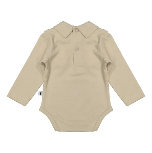 Klein Baby Oxford Tan Romper Met Kraag - Lange Mouw - Mt. 50 - Beige