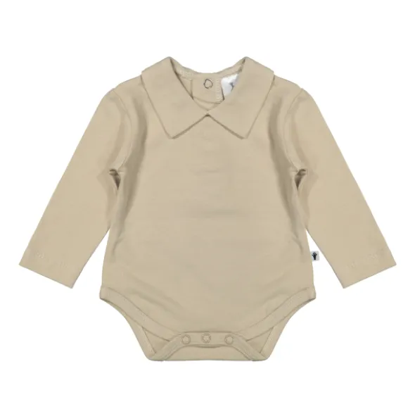 Klein Baby Oxford Tan Romper Met Kraag - Lange Mouw - Mt. 50 - Beige
