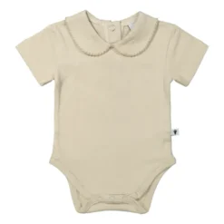 Klein Baby Oxford Tan Romper Met Kraag - Korte Mouw - Mt. 50 - Beige