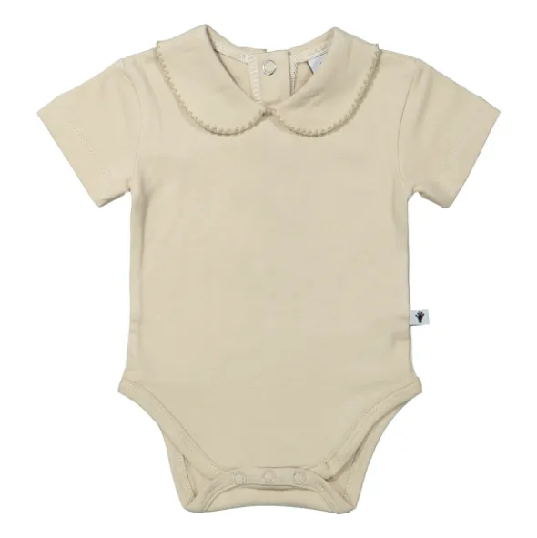 Klein Baby Oxford Tan Romper Met Kraag - Korte Mouw - Mt. 50 - Beige