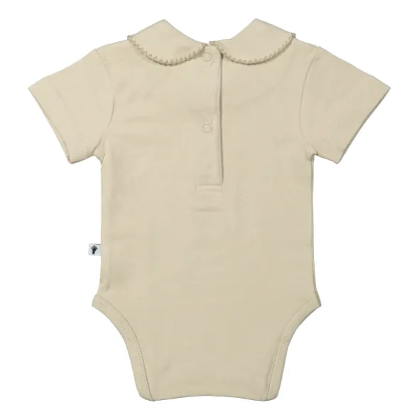 Klein Baby Oxford Tan Romper Met Kraag - Korte Mouw - Mt. 50 - Beige