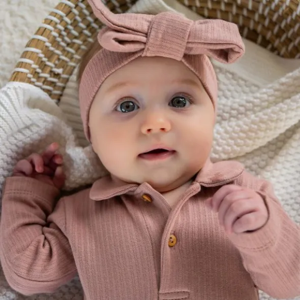 Klein Baby Polo Romper Rib - maat 50 - Fawn