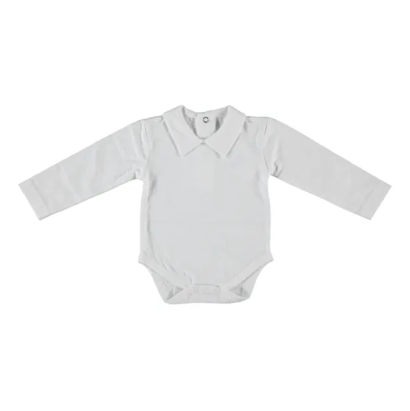 Klein Baby Romper Met Kraag - Lange Mouw - Mt. 50 - Off White