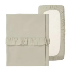 Koeka Faro Ruffle Set Ledikant - Laken En Hoeslaken - Sage