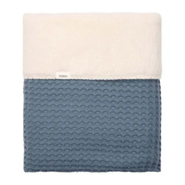 Koeka Oslo Wiegdeken - Maat 100 x 75 - Wafel/Teddy - Bluestone