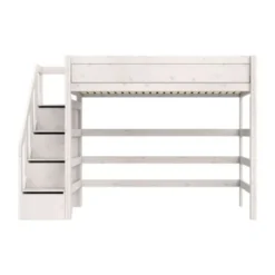 Life Time Hoogslaper Deluxe - White Wash - 177 cm - 120 cm - Met Trapkast