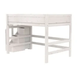 Life Time Hoogslaper Premium - White Wash - 152 cm - 120 cm - Met Trapkast
