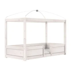 LIFETIME Kidsroom Hemelbed 4-In-1 - Premium Rolbodem - White Wash