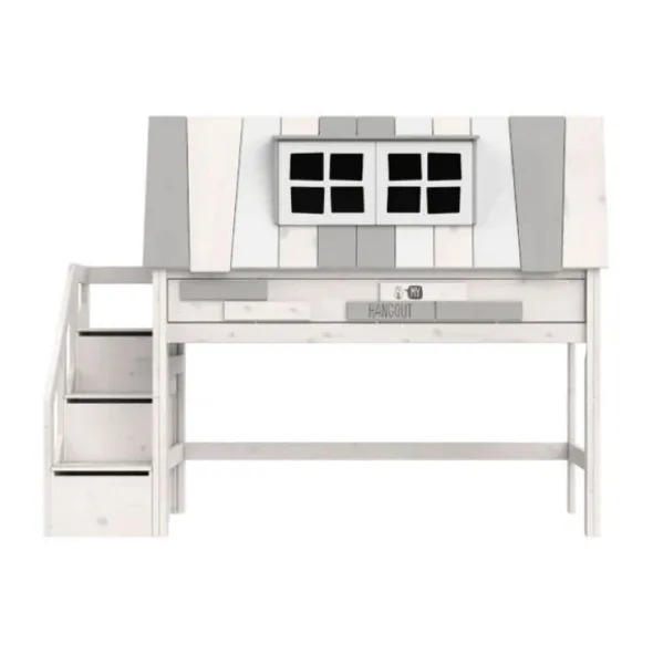 LIFETIME Kidsrooms Halfhoogslaper met Trapkast - My Hangout - Whitewash - 90x200 cm