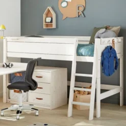 LIFETIME Kidsrooms Halfhoogslaper Rechte Trap Whitewash