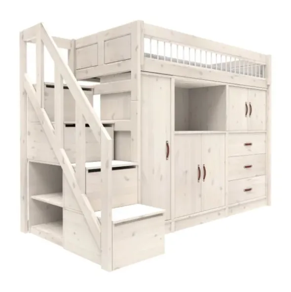 LIFETIME Kidsrooms Hoogslaper All-In-One - Premium Rolbodem - White Wash
