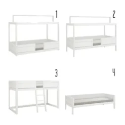 LIFETIME Kidsrooms 4 in 1 Bedcombinatie Met Dakframe Incl. Luxe Lattenbodem - Wit Gelakt