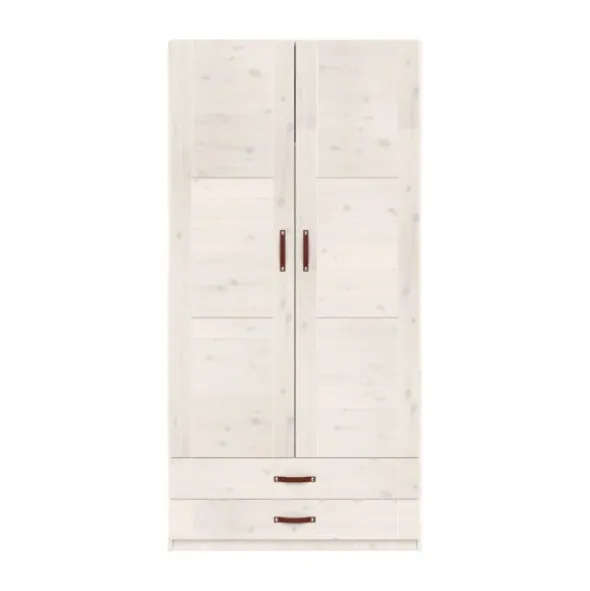 LIFETIME Kidsrooms Kledingkast 2-Deurs - 2 Laden - Tussenwand - White Wash