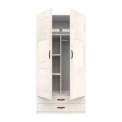 LIFETIME Kidsrooms Kledingkast 2-Deurs - 2 Laden - Tussenwand - White Wash