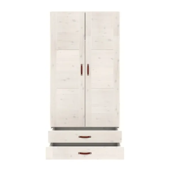 LIFETIME Kidsrooms Kledingkast 2-Deurs - 2 Laden - Tussenwand - White Wash