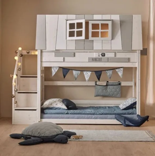 LIFETIME Kidsrooms My Hangout Huisbed Met Trapkast - Premium Rolbodem - White-wash