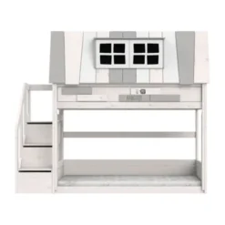 LIFETIME Kidsrooms My Hangout Huisbed Met Trapkast - Premium Rolbodem - White-wash