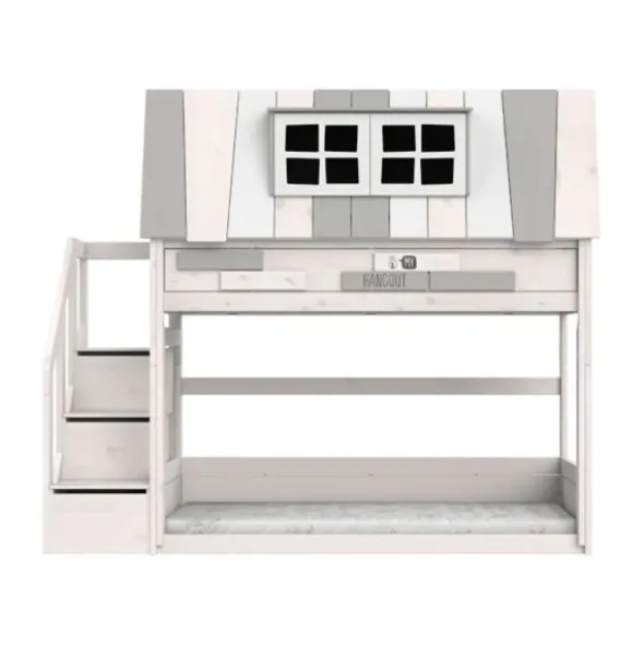 LIFETIME Kidsrooms My Hangout Huisbed Met Trapkast - Premium Rolbodem - White-wash
