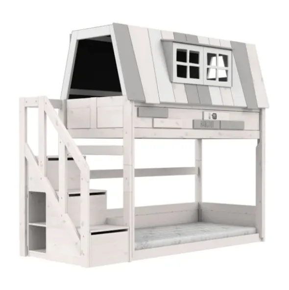 LIFETIME Kidsrooms My Hangout Huisbed Met Trapkast - Premium Rolbodem - White-wash