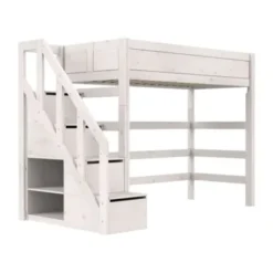 LIFETIME Kidsrooms Original Hoogslaper Met Trapkast - Premium Rolbodem - White Wash