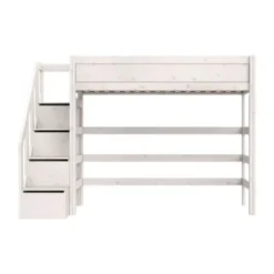 LIFETIME Kidsrooms Original Hoogslaper Met Trapkast - Premium Rolbodem - White Wash