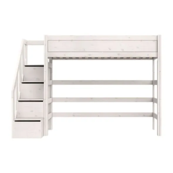 LIFETIME Kidsrooms Original Hoogslaper Met Trapkast - Premium Rolbodem - White Wash
