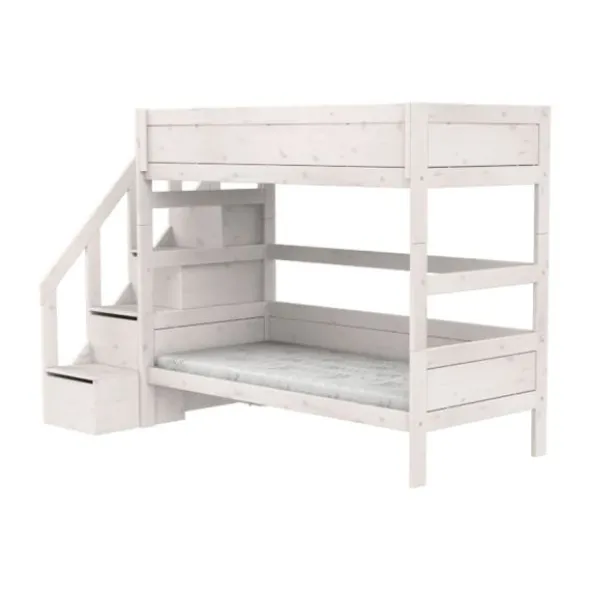 LIFETIME Kidsrooms Original Stapelbed Met Trapkast - Premium Rolbodem - White Wash