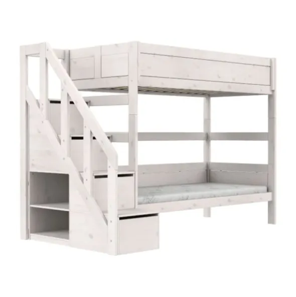 LIFETIME Kidsrooms Original Stapelbed Met Trapkast - Premium Rolbodem - White Wash