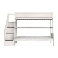 LIFETIME Kidsrooms Stapelbed Familie Met Trapkast - 90/120x200 cm - Premium Rolbodem - White Wash