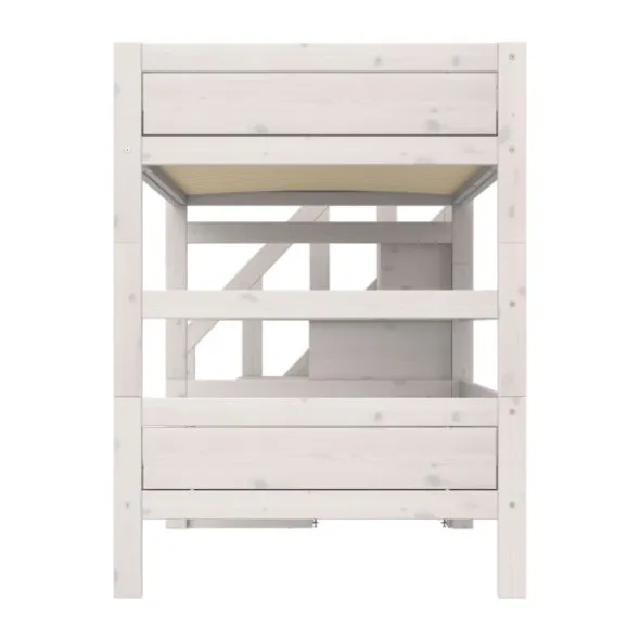 Life Time Stapelbed Premium - White Wash - 120 cm - Met Trapkast