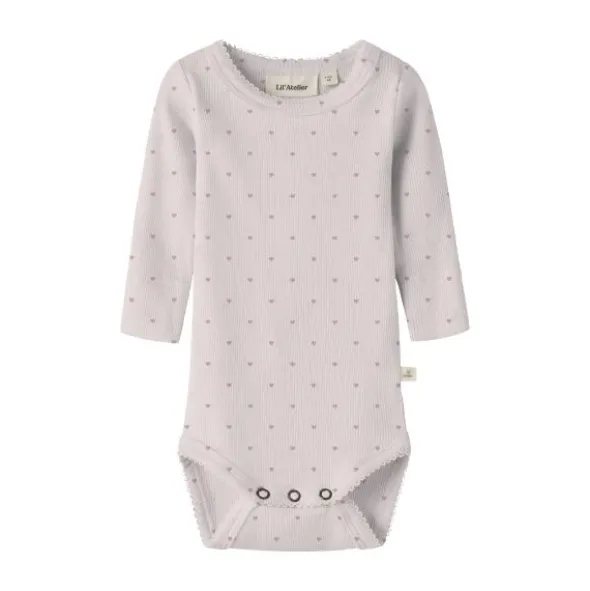 Lil Atelier Heart Romper - Hushed Violet - Mt. 56