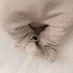 Little Dutch Gebreide Slofjes - Soft Beige Melée - 62-74