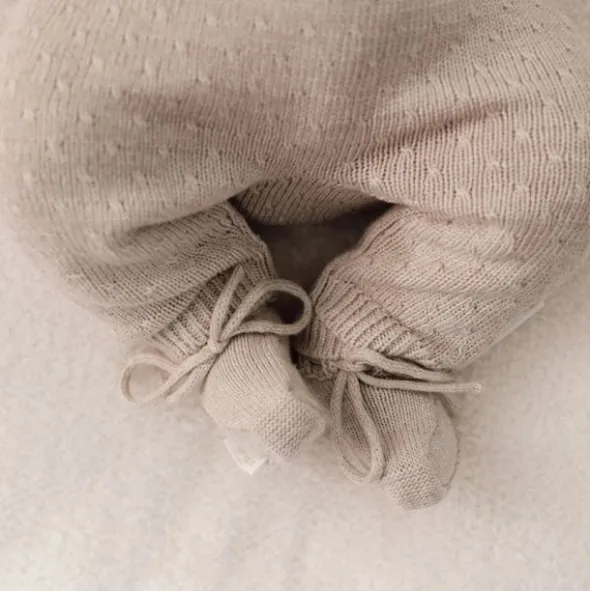 Little Dutch Gebreide Slofjes - Soft Beige Melée - 62-74