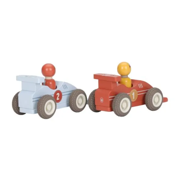 Little Dutch Pullback Racewagens Inclusief Pegdolls – Set van 2 – Hout