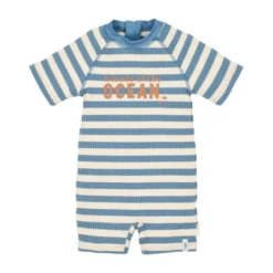 Little Dutch Zwempak Korte Mouwen - Ocean Blue Stripes - 62/68