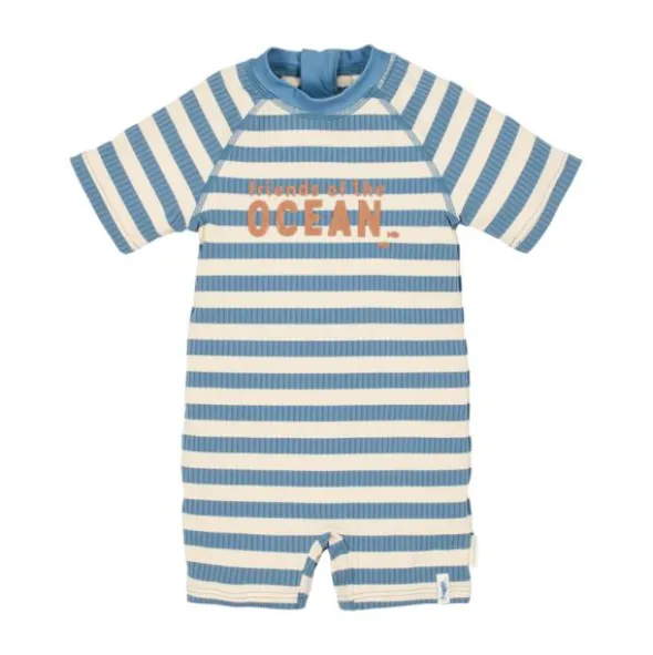 Little Dutch Zwempak Korte Mouwen - Ocean Blue Stripes - 62/68