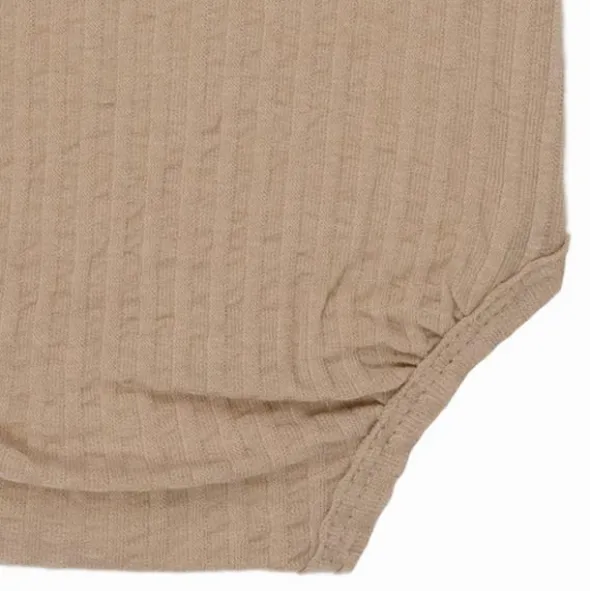 Lodger Seersucker Overslagromper - Korte Mouw - Mt. 62 - Beige