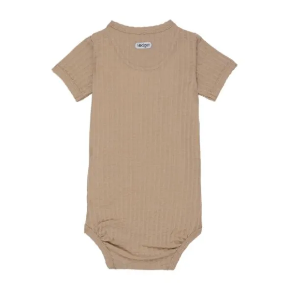 Lodger Seersucker Overslagromper - Korte Mouw - Mt. 62 - Beige