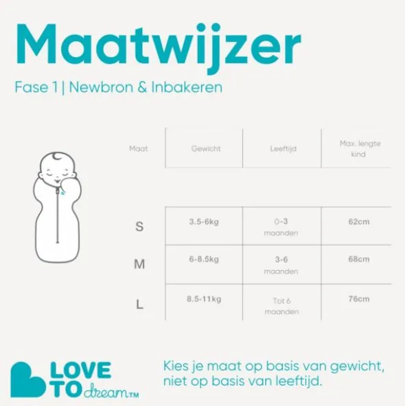 Love To Dream SwaddleUp™ 1.0 TOG - Fase 1 - Maat M - Oatmeal